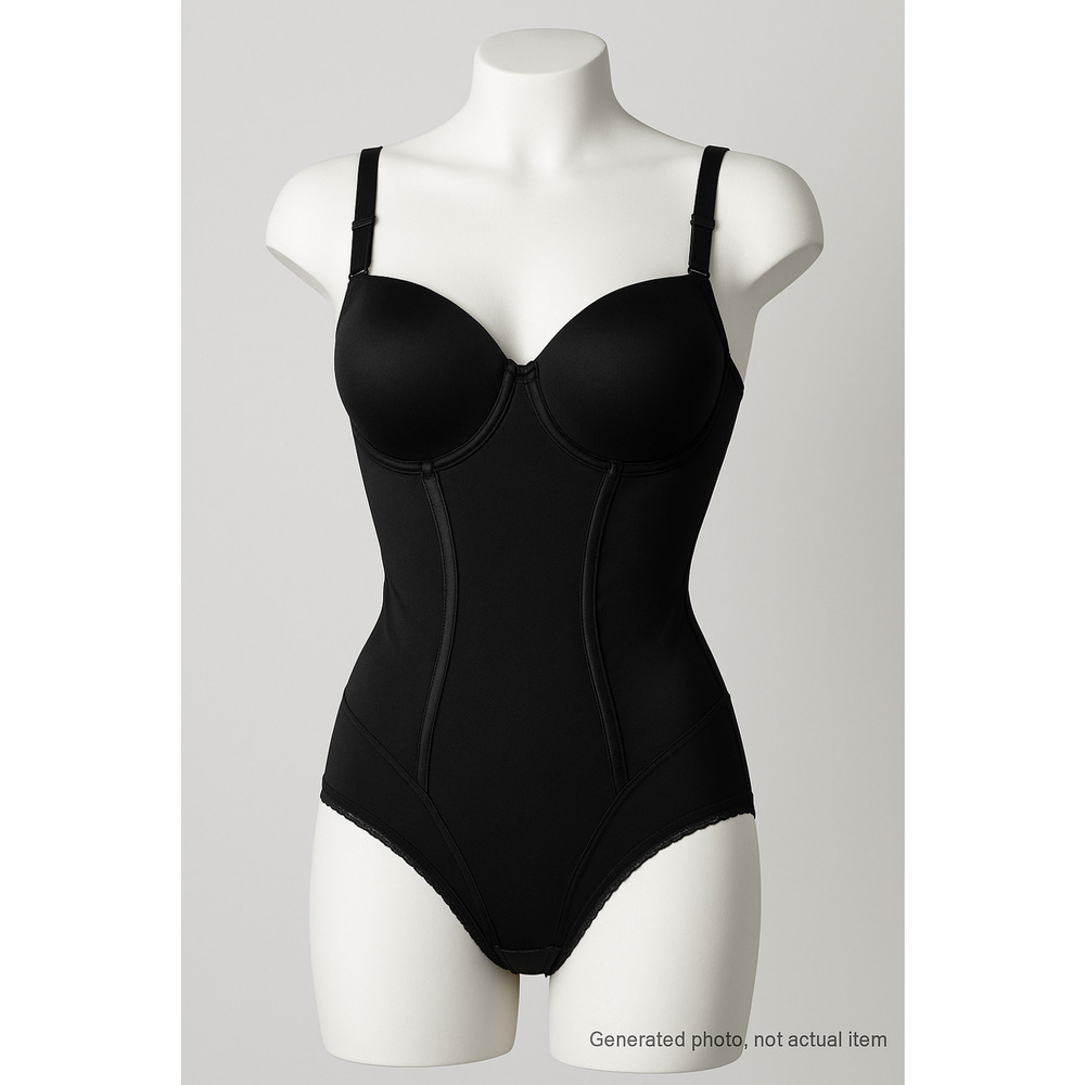 Maidenform Flexees Black Underwire Shaping Bodysuit Smooth Firm Control 34DD